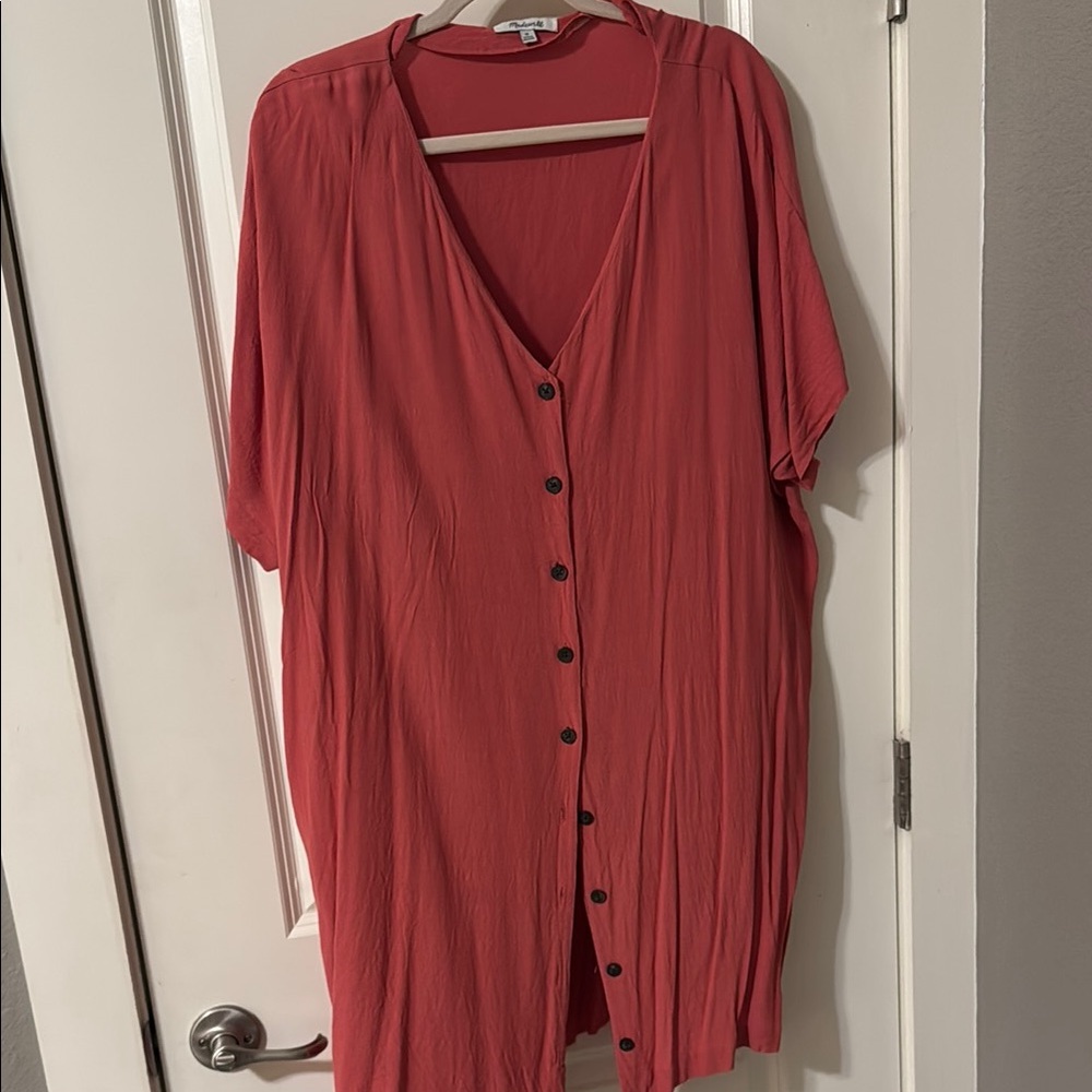 Madewell Salmon button-down, mini shirt dress
